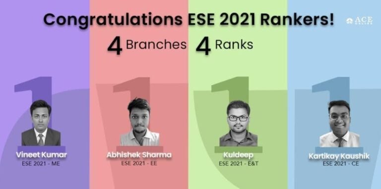Four ACE Engineering Academy Students Secured AIR 1 at ESE 2021